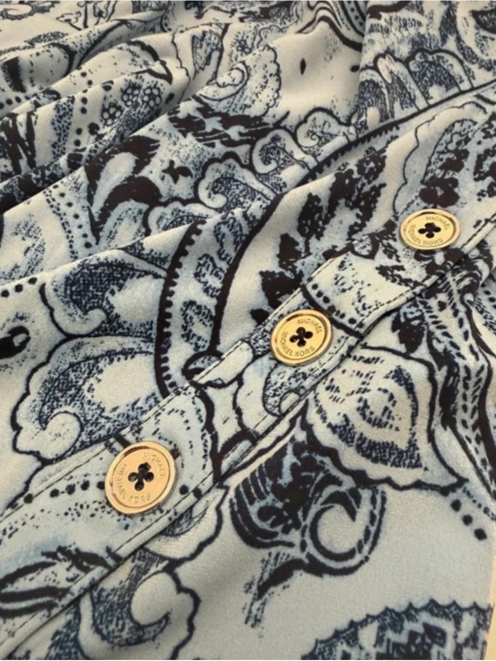 Michael Kors Blue Paisley Scoop-Neck Tunic